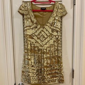 Bebe gold sparkly sequin cocktail dress size 2